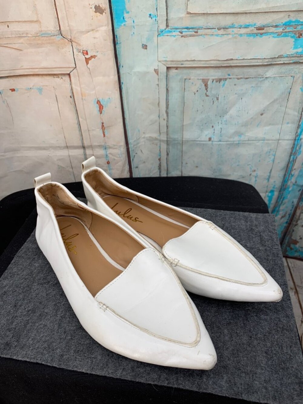 Lulus White Pointed-Toe Faux Leather Loafers Size 8